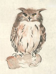 Hu Dongfang - Contemporary Pen and Ink Drawing, The Little Owl