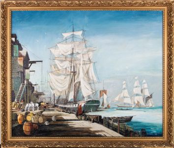 Barbara - 1980 Oil, Tail Ships At The Dock