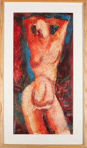 Alison Milner-Gulland - 20th Century Mixed Media, Orange Nude