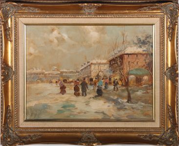 N. Pisani - 20th Century Oil, Italian Street Scene