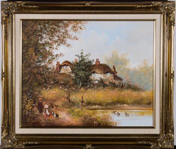 Les Parsons (b.1945) - 20th Century Oil, The Cottage By The Pond