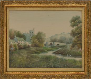 Kathleen M. Blake - 1921 Watercolour, View with Bridge and Castle