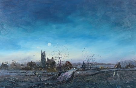 20th Century Oil - Landscape by Moonlight