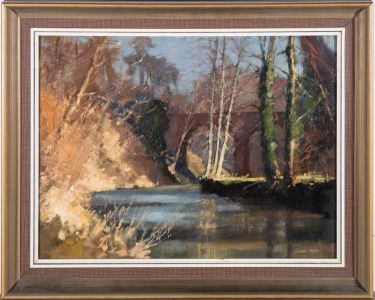 John Real - Signed Mid 20th Century Oil, Down Stream