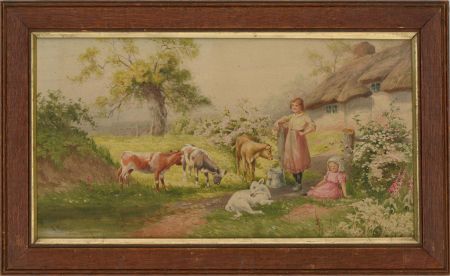 H. Murray - Early 20th Century Watercolour, Young Calves In The Garden