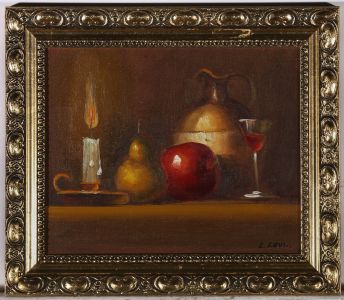 L. Levi - Framed 20th Century Oil, Candle Lit Still Life