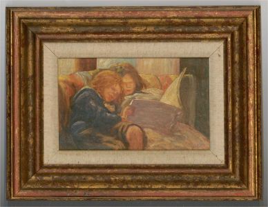 A. Kimberly - 1912 Oil, Reading Together