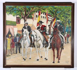 H. P - 20th Century Oil, Spanish Horse Riders