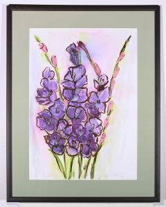 20th Century Watercolour - Purple Gladioli