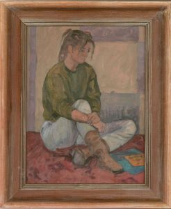 Anthony Baynes (1921-2003) - 20th Century Oil, Girl In Green Jumper