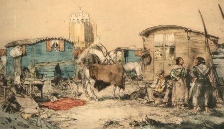 Armand Coussens (1881-1935)  - Early 20th Century Etching, Traveller Camp