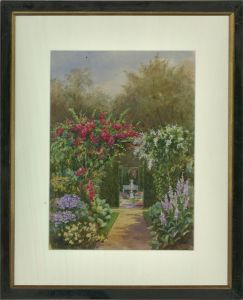 Ellen Warrington - Framed Mid 20th Century Watercolour, Hidcote Gardens