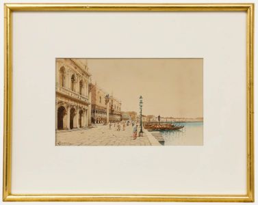 Andrea Biondetti (1851-1946) - Signed Watercolour, Doge's Palace, Venice