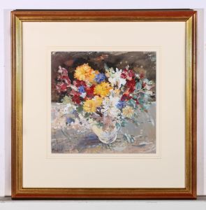 P. Bishop - Signed Mid 20th Century Watercolour, Vase of Spring Flowers