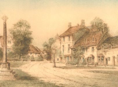 Signed Late 19th Century Etching - Village Scene