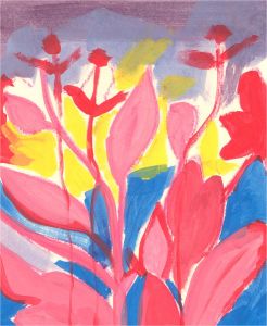 Sian Roberts - Contemporary Gouache, Pink Flowers