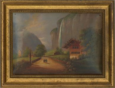 Swiss School Early 19th Century Oil - Staubbach Falls