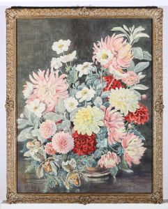 Elspeth G. E. Clarke (1876-1948) - Watercolour, Dahlias and Chrysanthemums