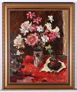 Anna Saxton (1943-1978)  - Signed 20th Century Oil, Still Life of Roses