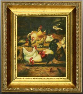 Hunt  - c.1930 Oil, The Chicken Coop