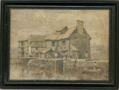 Mid 19th Century Watercolour - The Cottage on the River