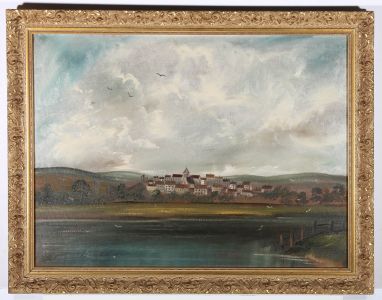 Reginald Price - Naive 1977 Oil, Town Across The River