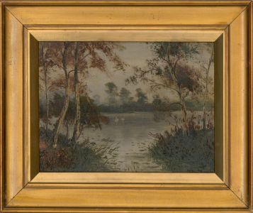 A. M. D - Early 20th Century Oil, Swans On The Lake
