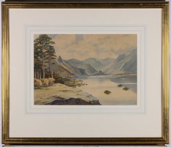 A. D. Bell (b.1859) - 1950 Watercolour, Derwentwater From Castle Head