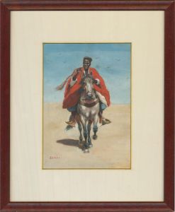 O. E. Singer - 20th Century Watercolour, The Cloaked Rider