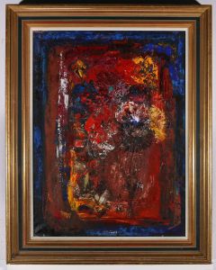 Jean Leslie (fl.1954-1978) - 20th Century Oil, Flowers By Firelight