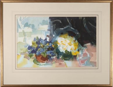 20th Century Watercolour - Potted Plants