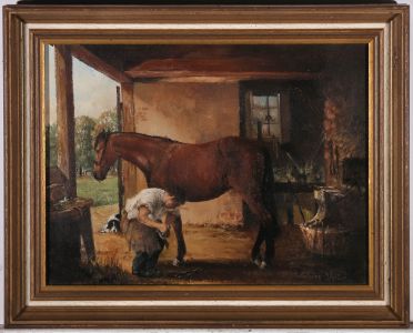 Anthony Style  - Mid 20th Century Oil, Shoeing a Horse
