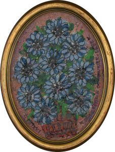 Royston Du Maurier-Lebek - 20th Century Acrylic, Blue Flowers
