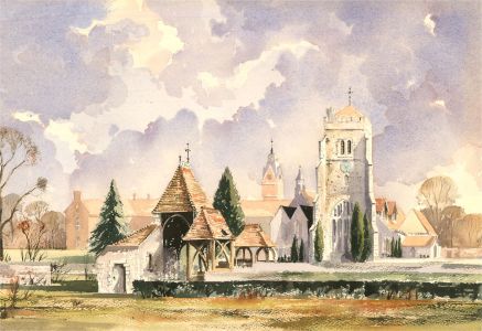 John Chisnall - Signed Mid 20th Century Watercolour, Village Church