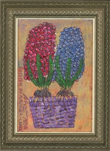 Royston Du Maurier-Lebek - 2021 Acrylic, Blue And Pink Hyacinths