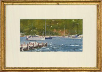 Devon Huston - Signed Contemporary Watercolour, Waikawa Bay, Anchor