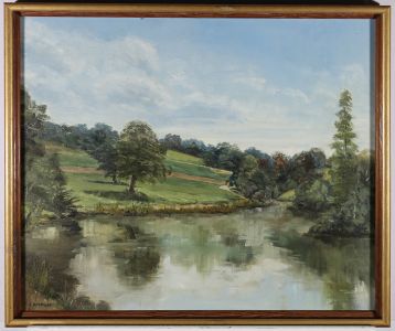 Jill Watson - Mid 20th Century Oil, Priory Lake, Nutfield Estate