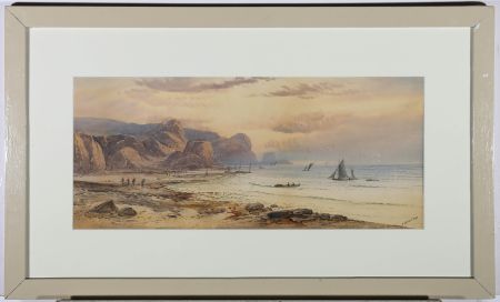 E. Nevil  - 1896 Watercolour, Coastal Scene