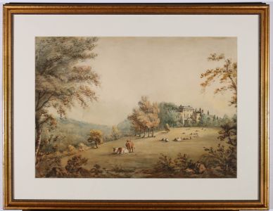 Circle of Robert Hills (1769-1844) - Framed Watercolour, Parkland Livestock