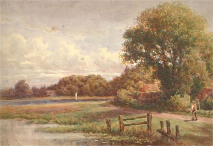 Fred Walmsley  - Early 20th Century Watercolour, A Stroll Through the Park