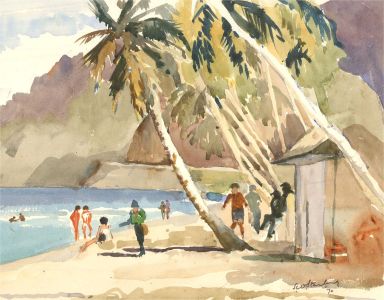 Sydney W. Starling (1889-1984) - 1970 Watercolour, The Beach