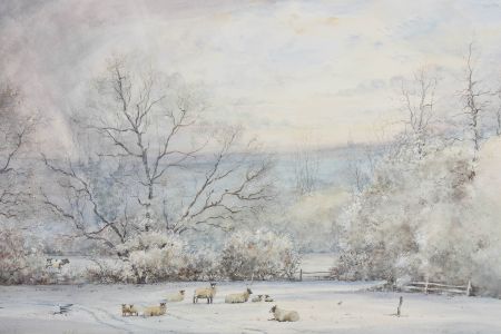 Cecil J Thornton (1911-2001) - Mid 20th Century Watercolour, Sheep in the Snow
