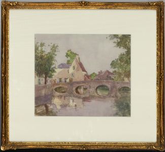 Framed 20th Century Watercolour - Town Bridge
