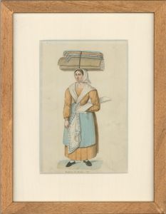 19th Century Watercolour - Seller of Muslin and Canvas