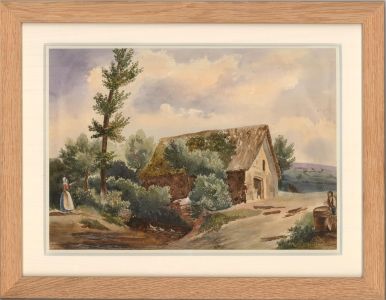 Framed Mid 19th Century Watercolour - The Thatched Barn