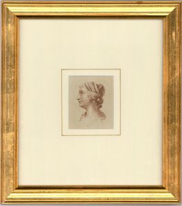 Framed 18th Century Engraving - Georgian Woman