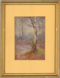 V.D. Wright - Framed 1917 Watercolour, Woodland View