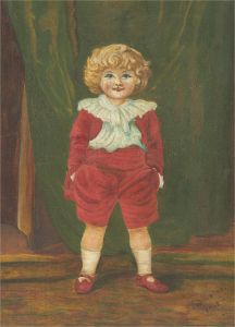 P. Johnston - 1918 Oil, Little Boy In Red