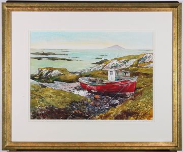 Barry Herniman - Framed Contemporary Watercolour, All Alone