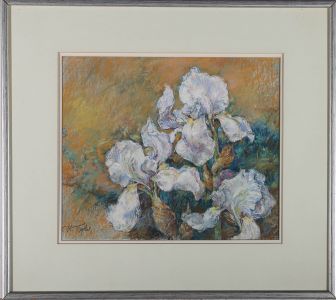 Framed 20th Century Pastel - Irises